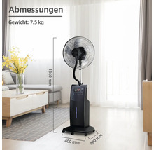 Ventilateur sur pied avec les dimensions hauteur 1360 mm et largeur 400 mm, poids 7,5 kg