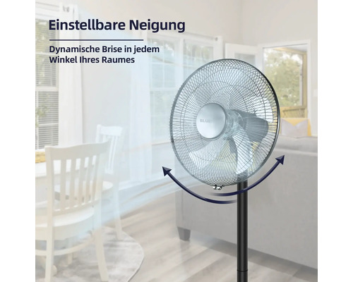 Standventilator mit einstellbarer Neigung in einem Wohnraum