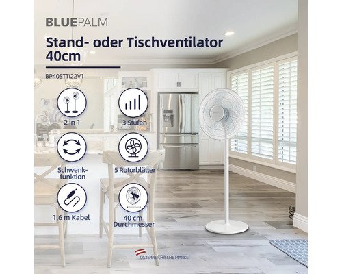 Ventilator mit Standfuß oder Tischventilator, 40 Zentimeter Durchmesser