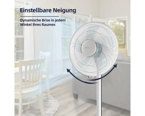 Standventilator mit einstellbarer Neigung im Wohnraum
