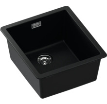 Schwarzes Küchenspülbecken aus Granit mit Ablaufgarnitur