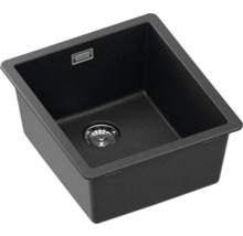 Schwarzes Küchenspülbecken aus Granit mit Abflussgarnitur