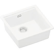 Weißes Küchenspülbecken mit Ablaufsieb