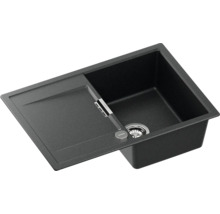 Schwarzes Küchenspülbecken aus Verbundwerkstoff mit Abtropffläche