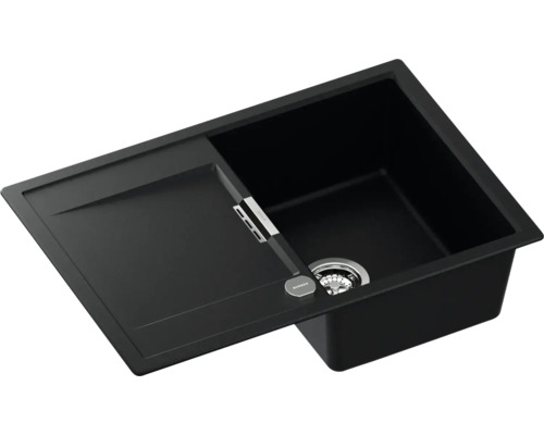 Schwarze Küchenspüle mit Abtropffläche