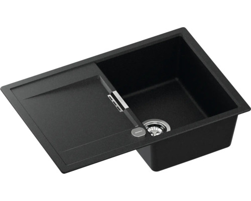 Schwarzes Spülbecken mit Abtropffläche