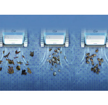 Trois robots de piscine nettoient les feuilles, les pierres et les saletés du fond de la piscine.