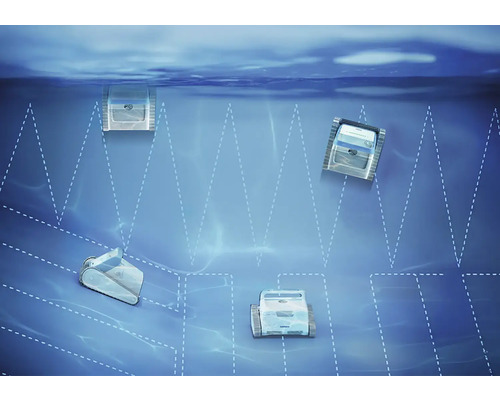 Nettoyeur de piscine sous l''eau avec motif de nettoyage