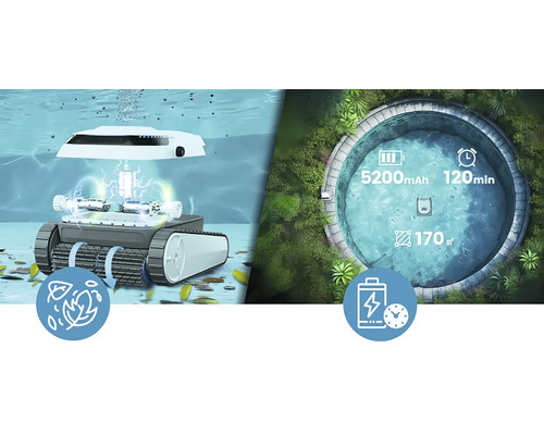Robot de nettoyage de piscine avec batterie et fonction de nettoyage des feuilles