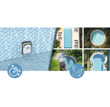 Robot de nettoyage de piscine en action avec différentes vues de piscine