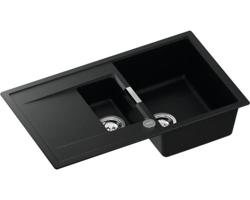 Spüle mit zwei Becken und Abtropffläche