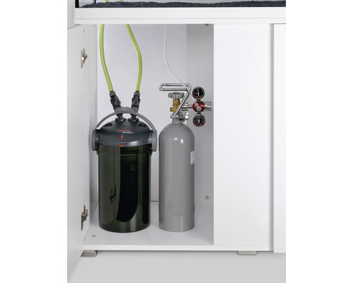 Meuble aquarium avec filtre externe et système de CO2