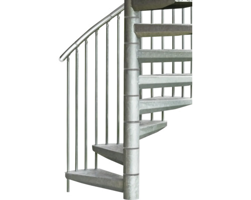 Wendeltreppe aus Metall mit Geländer