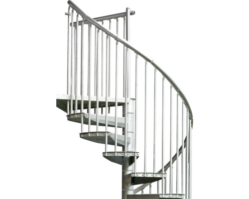 Spindeltreppe aus Metall mit Geländer