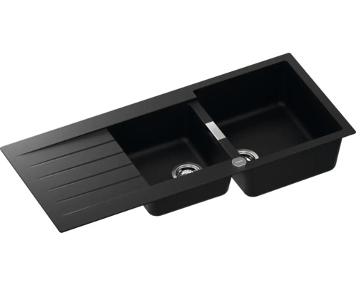 Évier avec deux cuves et égouttoir