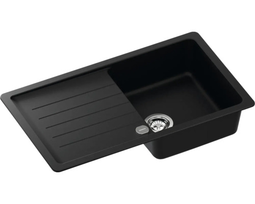 Schwarze Küchenspüle mit Abtropffläche