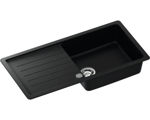 Schwarze Küchenspüle mit Abtropffläche