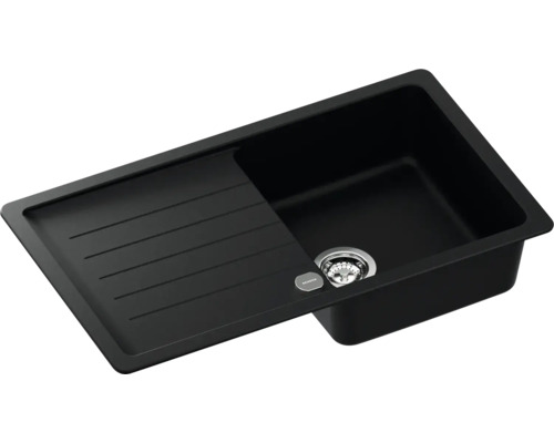 Schwarzes Spülbecken mit Abtropffläche