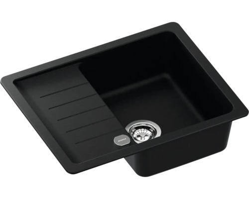 Schwarzes Küchenspülbecken mit Abtropffläche