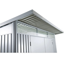 Gartenhaus Biohort AvantGarde Einzeltür Gr. A4 inkl. Regal und Werkzeughalter 180 x 380 cm silber-metallic