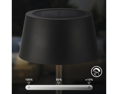 Lampe solaire avec luminosité réglable de 10 à 100 pour cent
