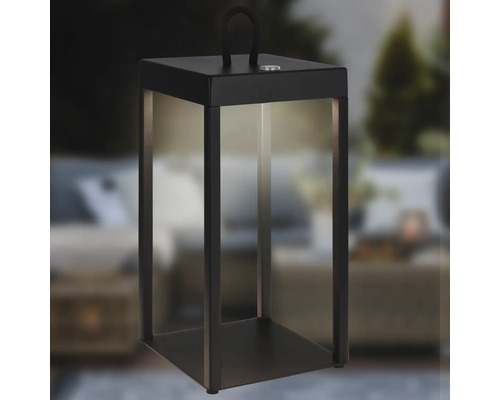 Lampe de table LED noire et rectangulaire avec poignée