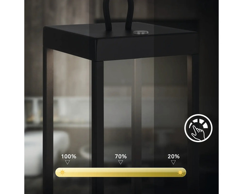 Lampe d''extérieur à intensité variable avec fonction tactile pour le réglage de la luminosité