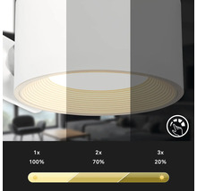 Plafonnier avec différents niveaux de luminosité.