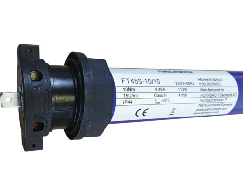 Moteur tubulaire FT45S-10/15 avec un couple de 10 Newton-mètres