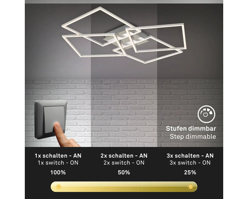 Plafonnier avec fonction de variateur à niveaux et échelle d'intensité lumineuse