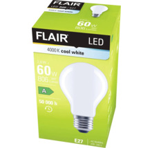 Lampe LED FLAIR A60/E27, 4000 K blanc froid dans son emballage