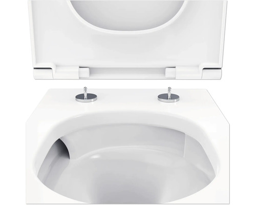 Nahaufnahme einer weißen Toilette mit offenem Toilettendeckel