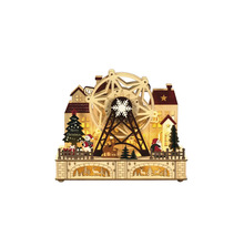 Dekorative Weihnachtsstadt aus Holz mit Riesenrad und Beleuchtung