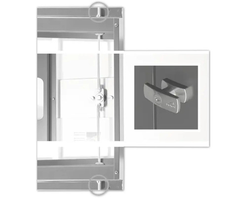 Details eines Metallschranks mit Verschlussmechanismus