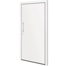 ARON HaustürBasic 3101 Aluminium-Kunststoff-Verbund RAL 9016 verkehrsweiß 1000x2100 mm einseitig flügelüberdeckend DIN Links inkl.Stoßgriffset,Innendrücker in Edelstahl,Profilzylinder mit 3 Schlüsseln