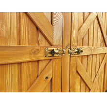 Vue détaillée d''une porte en bois avec deux loquets