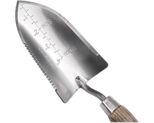 Transplantoir de jardin en acier inoxydable avec graduations