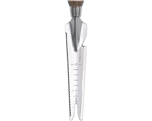 Transplantoir en acier inoxydable avec indication de profondeur et manche en bois