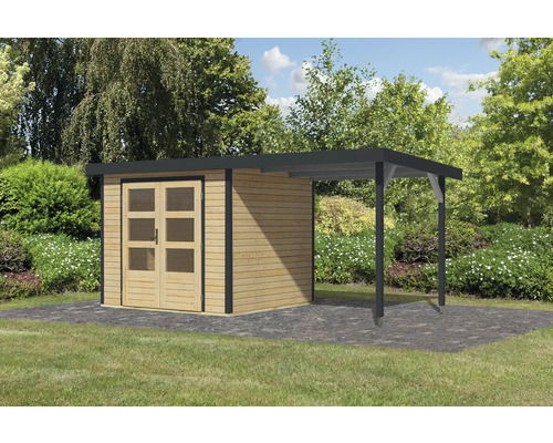 Abri de jardin avec auvent en bois