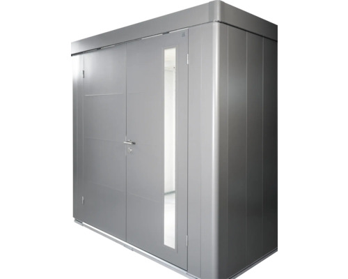 Abri de jardin métallique avec double porte et fenêtre