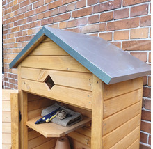 Armoire de jardin en bois avec toit en métal pour ranger les accessoires de jardin