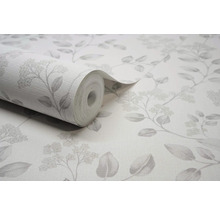 Rouleau de papier peint vinyle avec motif de feuilles et de fleurs