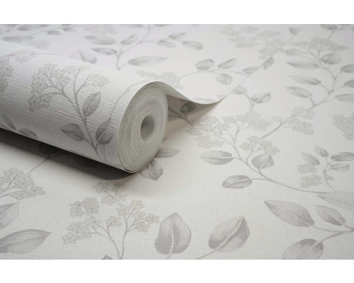 Rouleau de papier peint vinyle avec motif de feuilles et de fleurs