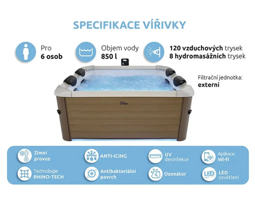 Spa gonflable Marimex Whirlpool AM063W avec pompe de circulation, 120 buses à air, marron