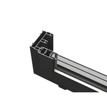 Coupe transversale d''un cadre de fenêtre en aluminium et en verre