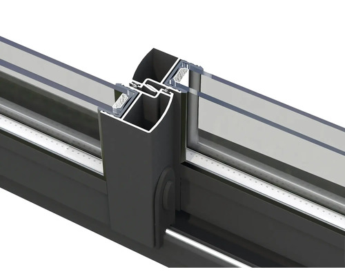 Vue détaillée d''un système de porte coulissante en aluminium