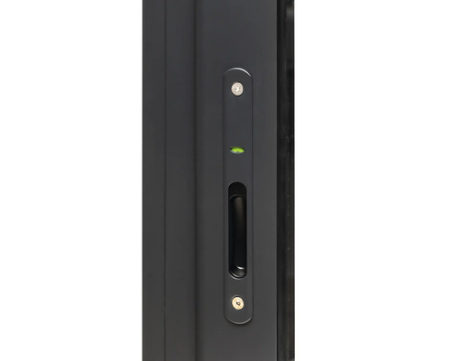 Détail d''une porte coulissante avec poignée et serrure