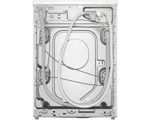 Vue arrière d''une machine à laver avec des tuyaux et des câbles