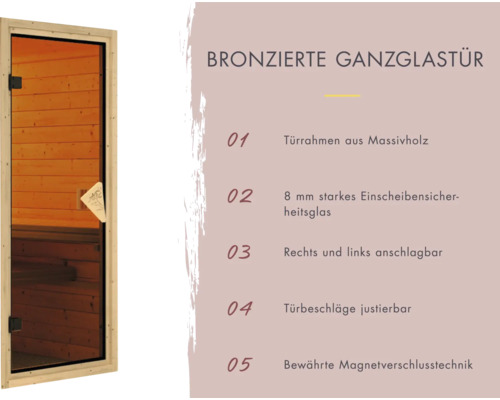 Bronzierte Glastür mit Massivholzrahmen