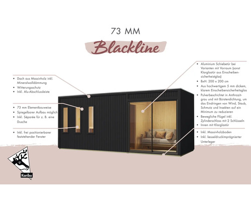 Gartenhaus aus Holz mit Schiebetür, Fenstern und Flachdach